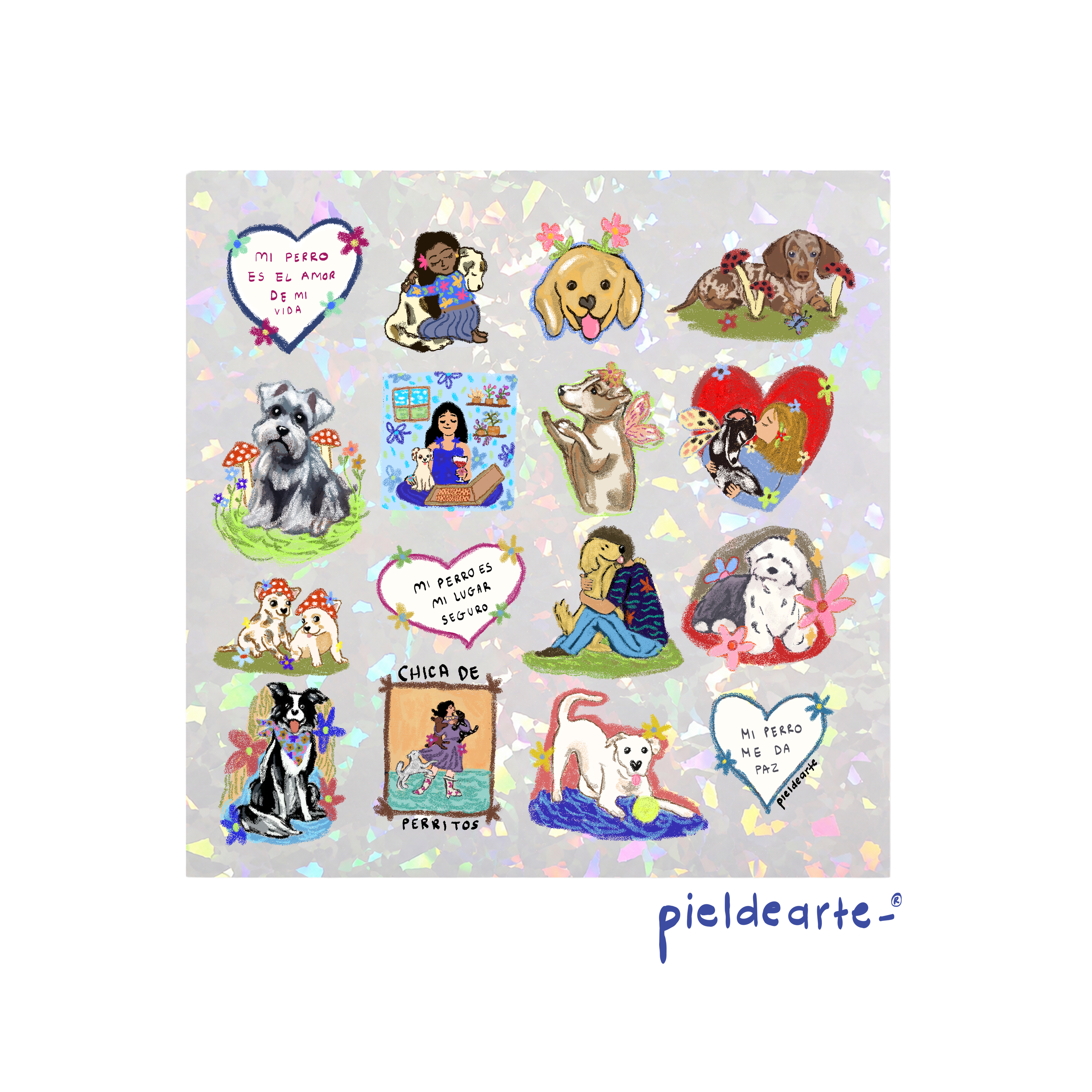 Planilla de stickers perritos