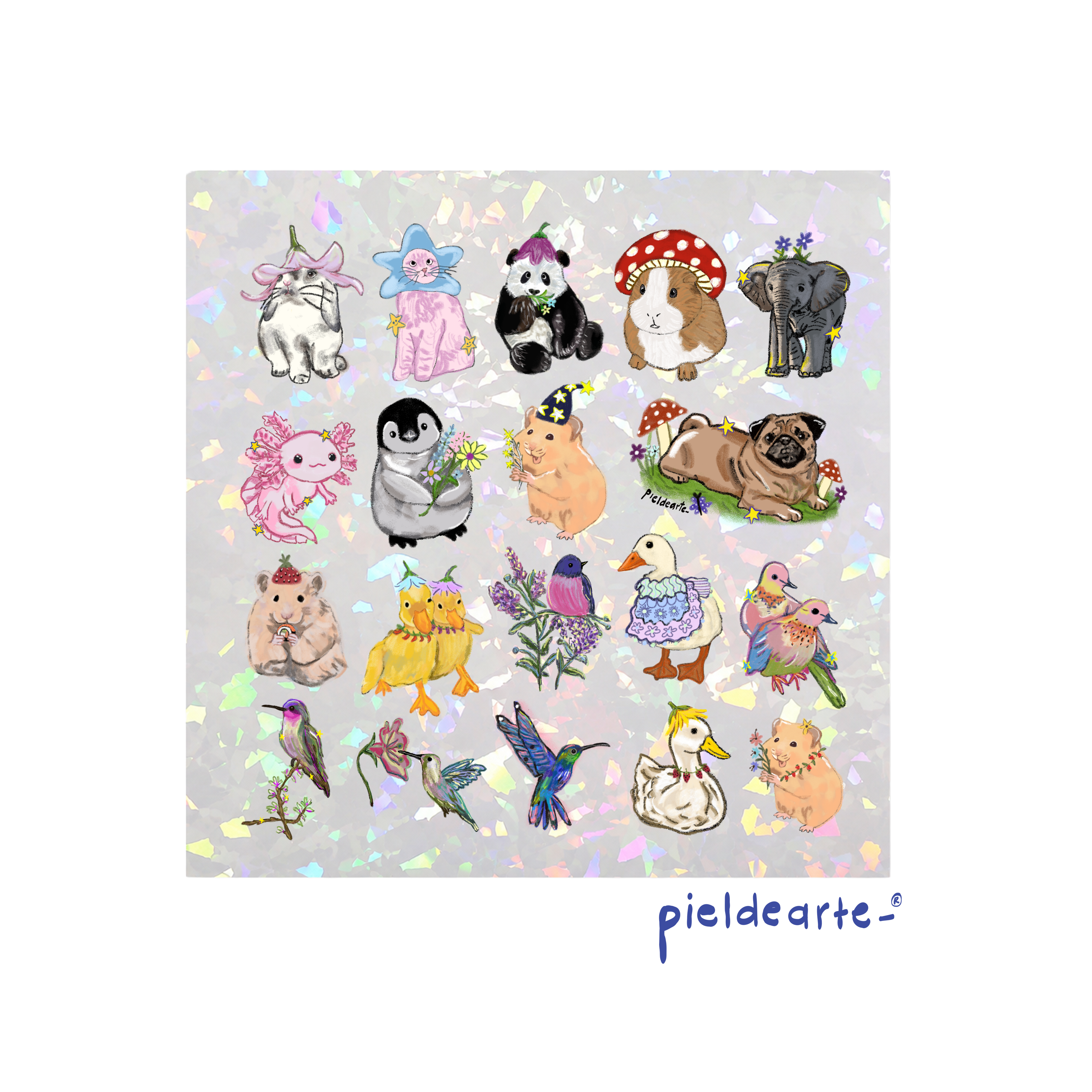 Planilla de stickers Animalitos tiernos
