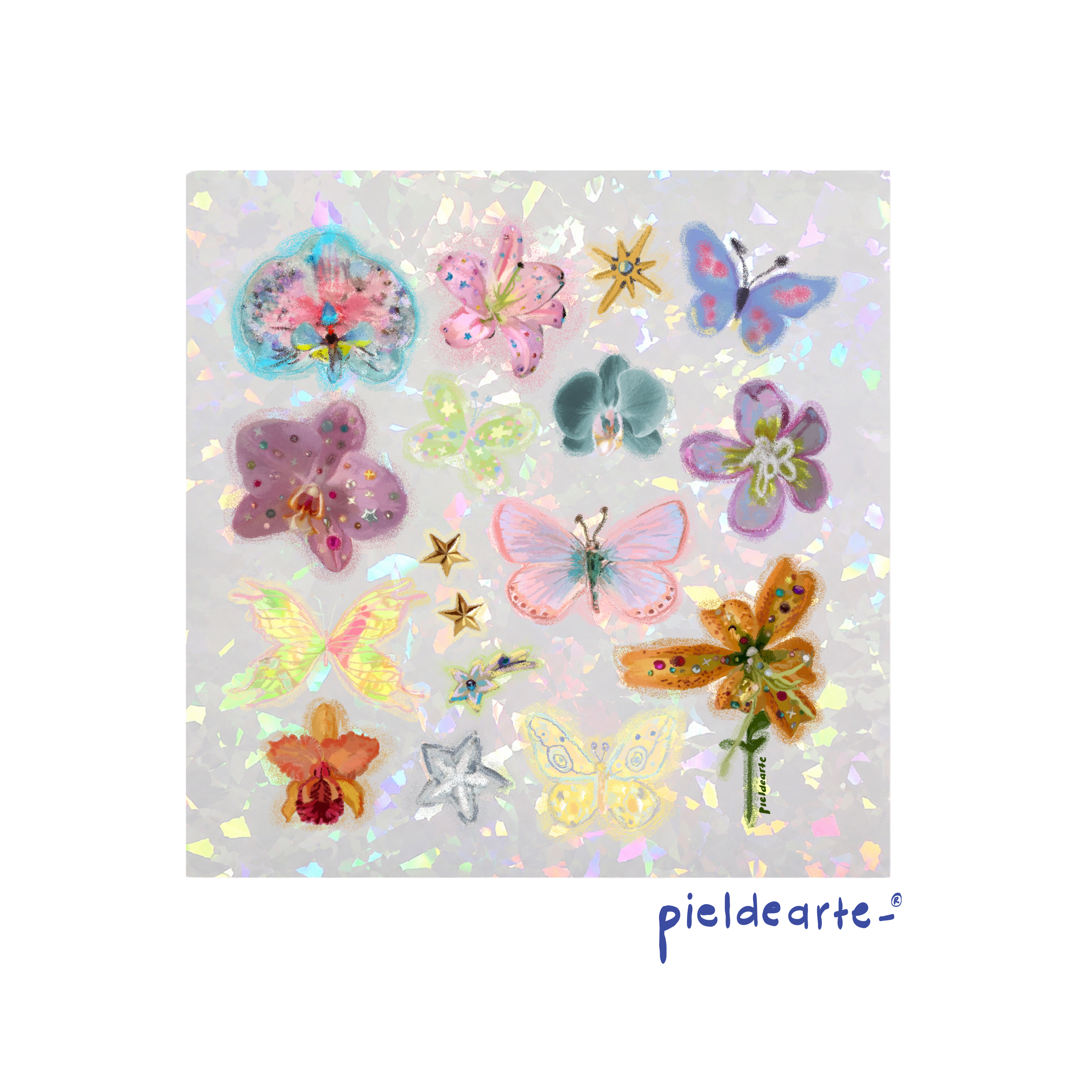 Planilla de stickers de flores