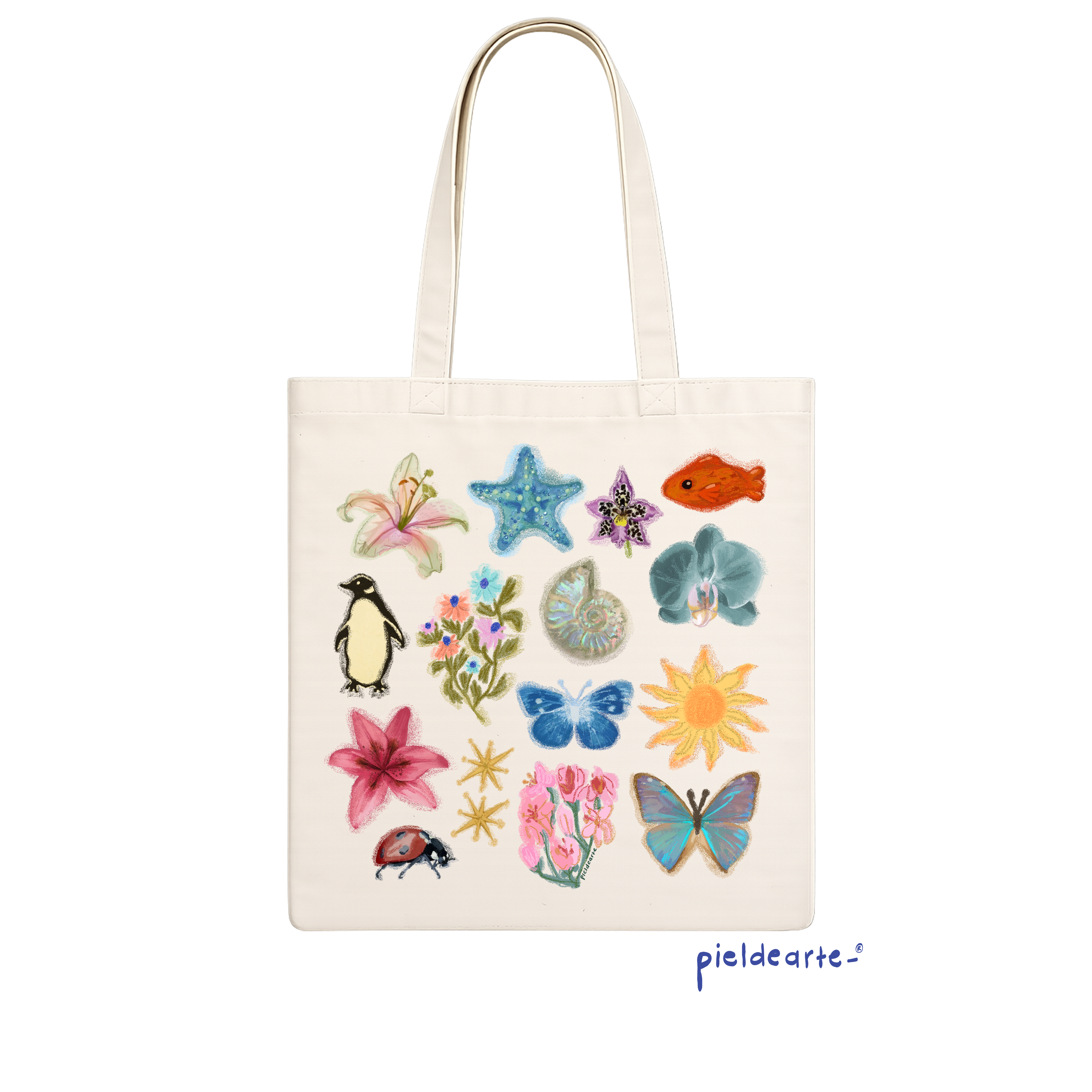 Tote bag "pingüino y mariposas"